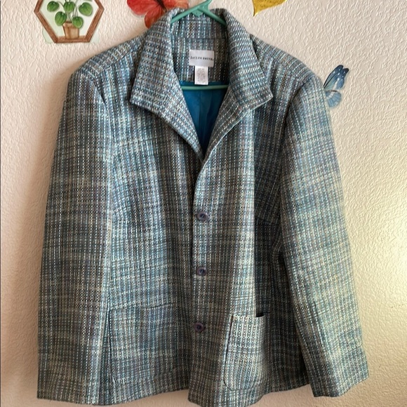 Jaclyn Smith Blue and Gray Blazer Classic Glen Plaid - Picture 8 of 8